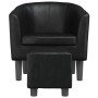 Sillón con taburete cuero sintético negro en Sillones | Comprar online en Foru.es