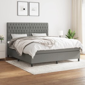 Cama box spring con colchón tela gris oscuro 180x200 cm de vidaXL, Camas y somieres - Ref: Foro24-3142034, Precio: 659,37 €, ...