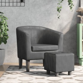 Sillón con taburete cuero sintético gris en Sillones | Comprar online en Foru.es