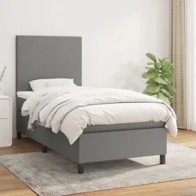 Box spring bed with dark gray fabric mattress 90x190 cm by vidaXL, Beds and slatted bases - Ref: Foro24-3141578, Price: 326,6...