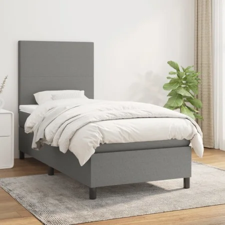 Box spring bed with dark gray fabric mattress 90x190 cm by vidaXL, Beds and slatted bases - Ref: Foro24-3141578, Price: 326,6...