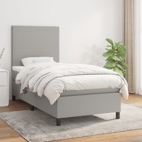 Cama box spring con colchón tela gris claro 80x200 cm de vidaXL, Camas y somieres - Ref: Foro24-3141569, Precio: 299,45 €, De...
