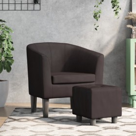 Sillón con taburete cuero sintético marrón en Sillones | Comprar online en Foru.es