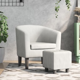 Sillón con taburete cuero sintético blanco en Sillones | Comprar online en Foru.es