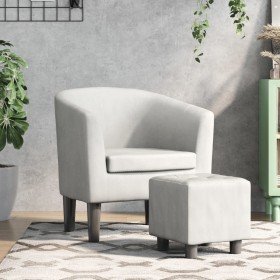 Sillón con taburete cuero sintético blanco en Sillones | Comprar online en Foru.es