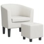 Sillón con taburete cuero sintético blanco en Sillones | Comprar online en Foru.es