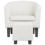 Sillón con taburete cuero sintético blanco en Sillones | Comprar online en Foru.es