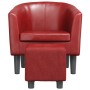Sillón diseño de cubo con reposapiés cuero sintético rojo tinto en Sillones | Comprar online en Foru.es