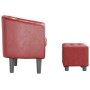 Sillón diseño de cubo con reposapiés cuero sintético rojo tinto en Sillones | Comprar online en Foru.es