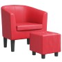 Sillón con taburete cuero sintético rojo en Sillones | Comprar online en Foru.es