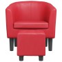 Sillón con taburete cuero sintético rojo en Sillones | Comprar online en Foru.es