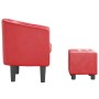 Sillón con taburete cuero sintético rojo en Sillones | Comprar online en Foru.es