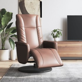 Sillón reclinable con reposapiés cuero sintético marrón en Sillones | Comprar online en Foru.es