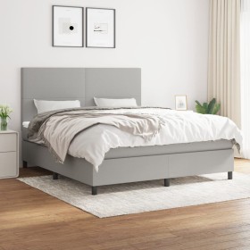 Cama box spring con colchón tela gris claro 180x200 cm de vidaXL, Camas y somieres - Ref: Foro24-3141633, Precio: 599,75 €, D...