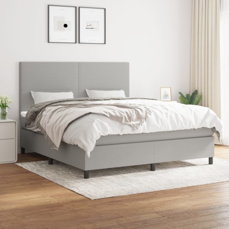 Cama box spring con colchón tela gris claro 180x200 cm de vidaXL, Camas y somieres - Ref: Foro24-3141633, Precio: 599,75 €, D...
