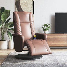 Sillón reclinable masaje con reposapiés cuero sintético marrón en Sillones | Comprar online en Foru.es