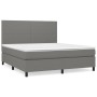 Cama box spring con colchón tela gris oscuro 160x200 cm de vidaXL, Camas y somieres - Ref: Foro24-3141626, Precio: 573,30 €, ...