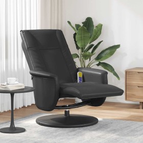 Sillón reclinable masaje con reposapiés cuero sintético negro en Sillones | Comprar online en Foru.es
