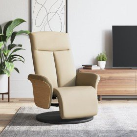 Sillón reclinable con reposapiés tela color crema en Sillones | Comprar online en Foru.es