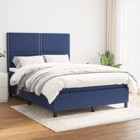 Box spring bed with blue fabric mattress 140x200 cm by vidaXL, Beds and slatted bases - Ref: Foro24-3141703, Price: 470,27 €,...