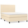 Cama box spring con colchón tela color crema 140x200 cm de vidaXL, Camas y somieres - Ref: Foro24-3141622, Precio: 506,94 €, ...