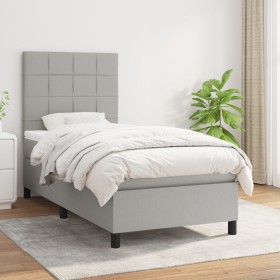Cama box spring con colchón tela gris claro 80x200 cm de vidaXL, Camas y somieres - Ref: Foro24-3141729, Precio: 300,09 €, De...