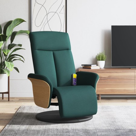 Sillón reclinable de masaje con reposapiés tela verde oscuro en Sillones | Comprar online en Foru.es