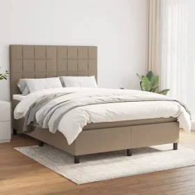 Box spring bed with taupe gray fabric mattress 140x200 cm by vidaXL, Beds and slatted bases - Ref: Foro24-3141781, Price: 525...