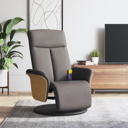 Sillón reclinable de masaje con reposapiés tela gris taupe en Sillones | Comprar online en Foru.es