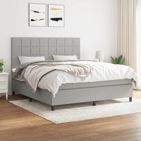 Cama box spring con colchón tela gris claro 160x200 cm de vidaXL, Camas y somieres - Ref: Foro24-3141785, Precio: 552,90 €, D...