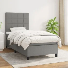 Box spring bed with dark gray fabric mattress 90x190 cm by vidaXL, Beds and slatted bases - Ref: Foro24-3141738, Price: 319,5...