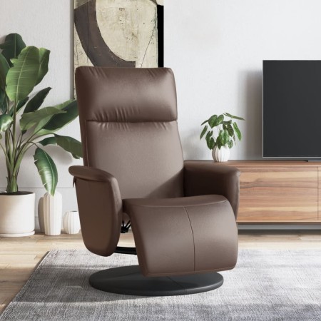 Sillón reclinable con reposapiés cuero sintético marrón en Sillones | Comprar online en Foru.es