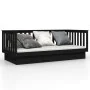 Sofá cama de madera maciza de pino negro 100x200 cm de vidaXL, Camas y somieres - Ref: Foro24-821573, Precio: 159,96 €, Descu...