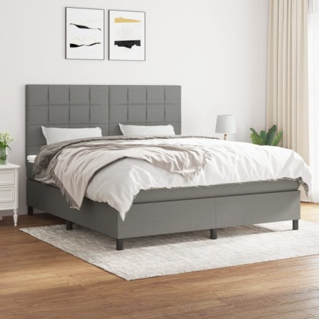 Cama box spring con colchón tela gris oscuro 160x200 cm de vidaXL, Camas y somieres - Ref: Foro24-3141786, Precio: 574,23 €, ...
