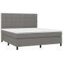 Cama box spring con colchón tela gris oscuro 160x200 cm de vidaXL, Camas y somieres - Ref: Foro24-3141786, Precio: 574,23 €, ...