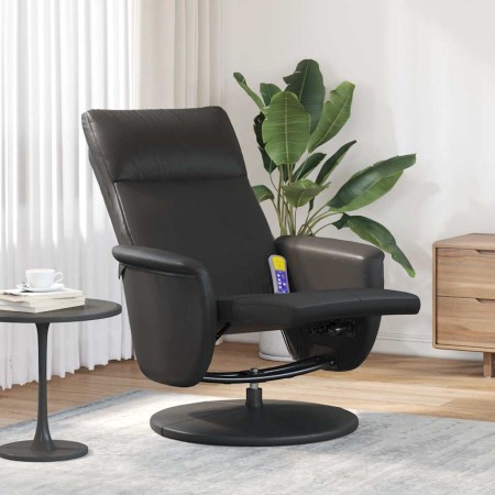 Sillón reclinable masaje con reposapiés cuero sintético negro en Sillones | Comprar online en Foru.es