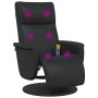 Sillón reclinable masaje con reposapiés cuero sintético negro en Sillones | Comprar online en Foru.es