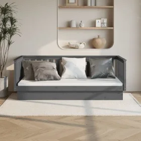 Gray solid pine wood sofa bed 80x200 cm by vidaXL, Beds and slatted bases - Ref: Foro24-821561, Price: 155,42 €, Discount: %