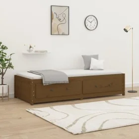 Sofá cama madera maciza de pino marrón miel 90x200 cm de vidaXL, Camas y somieres - Ref: Foro24-821592, Precio: 181,11 €, Des...