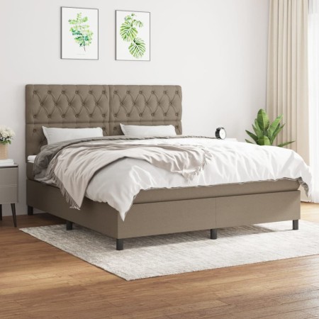 Cama box spring con colchón tela gris taupe 160x200 cm de vidaXL, Camas y somieres - Ref: Foro24-3142029, Precio: 640,54 €, D...