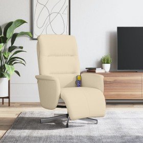 Sillón reclinable de masaje con reposapiés tela color crema en Sillones | Comprar online en Foru.es