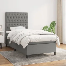 Box spring bed with dark gray fabric mattress 90x190 cm by vidaXL, Beds and slatted bases - Ref: Foro24-3141978, Price: 337,3...