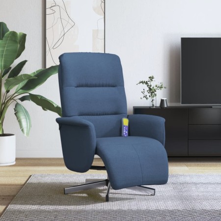 Sillón reclinable de masaje con reposapiés tela azul en Sillones | Comprar online en Foru.es