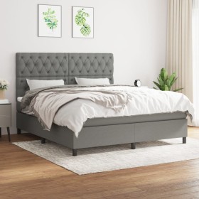 Cama box spring con colchón tela gris oscuro 160x200 cm de vidaXL, Camas y somieres - Ref: Foro24-3142026, Precio: 592,89 €, ...