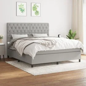Cama box spring con colchón tela gris claro 160x200 cm de vidaXL, Camas y somieres - Ref: Foro24-3142025, Precio: 575,45 €, D...