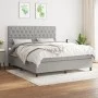 Box spring bed with light gray fabric mattress 160x200 cm by vidaXL, Beds and slatted bases - Ref: Foro24-3142025, Price: 575...