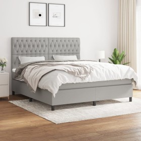 Cama box spring con colchón tela gris claro 180x200 cm de vidaXL, Camas y somieres - Ref: Foro24-3142033, Precio: 591,90 €, D...