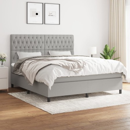 Cama box spring con colchón tela gris claro 180x200 cm de vidaXL, Camas y somieres - Ref: Foro24-3142033, Precio: 591,90 €, D...