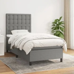 Box spring bed with dark gray fabric mattress 90x190 cm by vidaXL, Beds and slatted bases - Ref: Foro24-3142058, Price: 336,1...