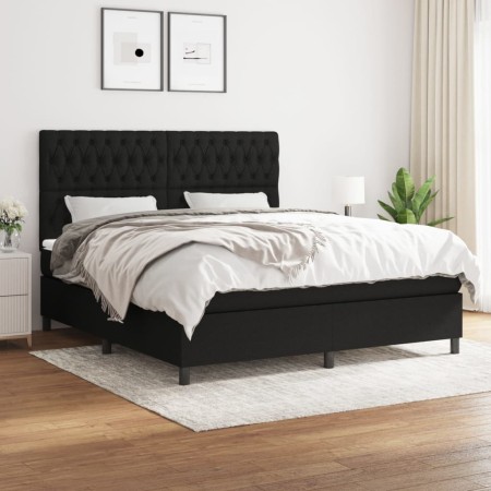 Cama box spring con colchón tela negro 180x200 cm de vidaXL, Camas y somieres - Ref: Foro24-3142035, Precio: 633,08 €, Descue...